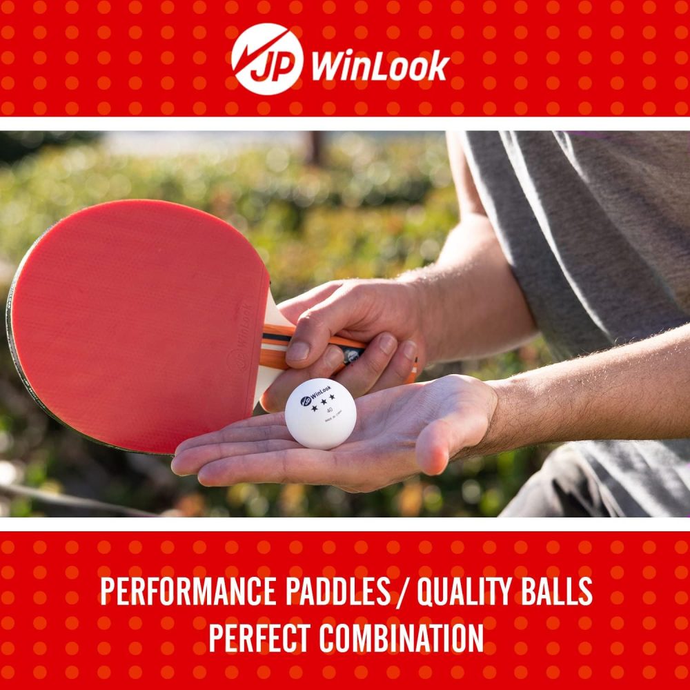 JP WinLook Ping Pong Paddle Set - Four Professional Table Tennis Paddles, Eight Balls, and A Case for Indoor & Outdoor Play - Premium Ping Pong Racket Set for All Players - Image 3