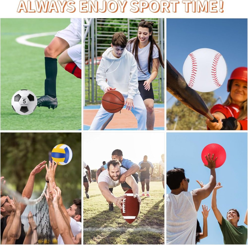 Leyndo 18 Pcs Bulk Sport Balls Set Basketball Football Volleyball Soccer Playground Baseball Outdoor Sport Equipment Full Size with Ball Bag Pump for Youth Adults Gift - Image 4